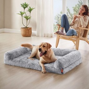 Cama para cães tamanho XXL 122 x 85 x 24 cm removível e lavável cinza