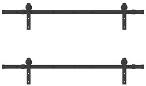 Kit de ferragens para porta deslizante 305 cm aço preto