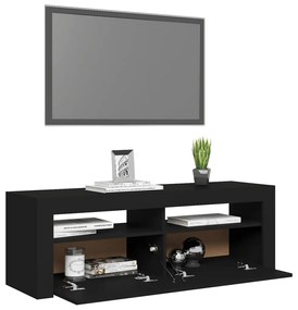 Móvel de TV com luzes LED 120x35x40 cm preto