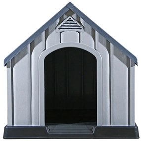 Casota para cão 92x87x91 cm plástico cinzento