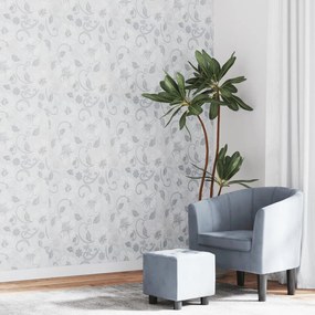 Papel parede 3D c/ padrão flores 10x0,53 m não-tecido cinza