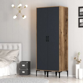 Guarda-roupa Kumsal SS – Nogueira/Antracite – 80x47,5x201,4 cm