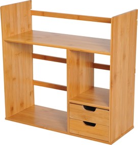 Prateleira para secretária 48 x 20 x 46 cm, biblioteca, arrumação, organizador de secretária, cozinha, casa de banho, em bambu natural