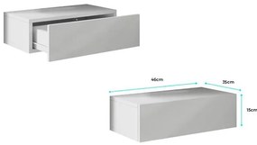 Mesa de Cabeceira de Parede SKÖLD - Branco - Design Moderno