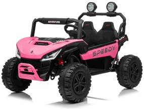 Jipe elétrico para crianças T-REX Ride 4x4, 2 Lugares, 24V, leitor MP3, bateria de lítio, Rodas EVA, controlo remoto, luzes LED Rosa