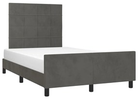 Estrutura de cama c/ cabeceira 120x200cm veludo cinzento-escuro