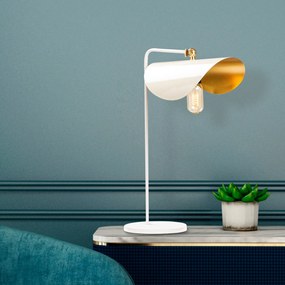 Candeeiro de Mesa Sivani – Branco e Dourado – 17 x 35 cm