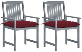 vidaXL Cadeiras de jardim com almofadões 2 pcs acácia maciça cinza