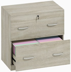 Armário para Aquivos com Gavetas Armário de Arrumação de Escritório com Fechadura e 2 Chaves 74x42x72 cm Madeira