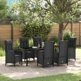 vidaXL Conjunto de Jantar Jardim 7 Peças Preto Rattan PE
