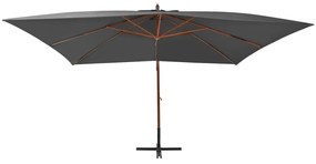 Guarda-sol cantilever c/ poste de madeira 400x300 cm antracite