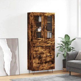 vidaXL Armário alto 69,5x34x180 cm madeira processada carvalho fumado