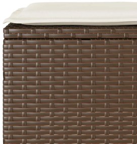 3 pcs conjunto bistrô com almofadões vime PE castanho