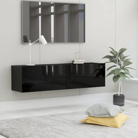vidaXL Móvel de TV 120x30x30 cm derivados de madeira preto brilhante