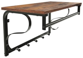 Cabide de parede com estilo industrial 60 x 30 x 32 cm Castanho vintage + preto