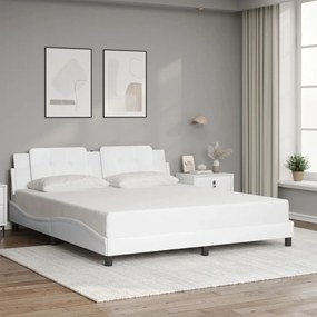 vidaXL Estrutura cama c/ cabeceira 180x200 cm couro artificial branco