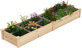 Floreira elevada de madeira com 2 caixas de cultivo e divisórias para flores, legumes, frutas, jardim Natural