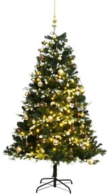 vidaXL Árvore Natal artificial articulada c/ 300 luzes LED+bolas 180cm
