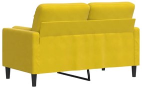 Sofá 2 lugares c/ almofadas decorativas 120 cm veludo amarelo