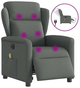 vidaXL Poltrona reclinável de massagens elétrica tecido cinza-escuro