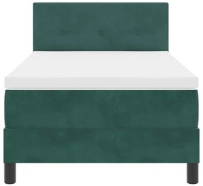 Cama Box Spring com Colchão e LED Verde Escuro 90x190 cm Veludo