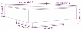 Mesa de centro 100x100x31 cm derivados de madeira cinza-cimento
