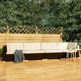 vidaXL Conjunto sofás de jardim c/ almofadões 4 pcs vime PE castanho
