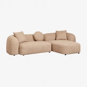 Sofá Modular Chaise Longue Direito De 2 Peças Em Chenille Coco Chenille Grossa Castanho Latte - Sklum