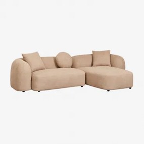 Sofá Modular Chaise Longue Direito De 2 Peças Em Coco Chenille Tecido De Chenille Espesso Castanho Latte - Sklum
