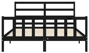 Estrutura de cama King Size com cabeceira madeira maciça preto