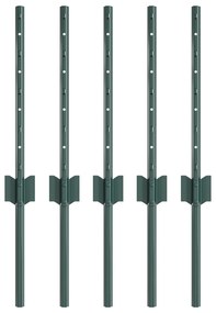 Postes de Cerca 5 pcs U-Channel Verde 40 cm Aço