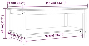 Mesa de centro 110x55x45 cm madeira de pinho maciça preto