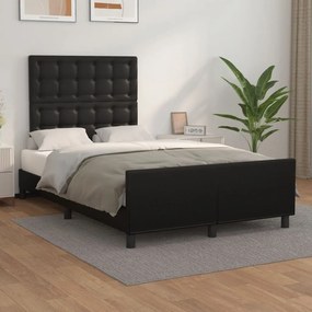 Estrutura de cama c/ cabeceira 120x200cm couro artificial preto