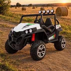Carro elétrico para Crianças 2 Lugares Grand Buggy 4x4 LIFT 2x12V Rodas Espuma EVA, Assento couro ecológico Branco