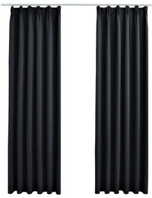 Cortinas blackout com ganchos 2 pcs 140x245 cm preto