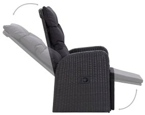 5 pcs conjunto de jantar para jardim preto