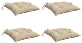Almofadões de cadeira 4 pcs 50x50x7 cm tecido oxford bege