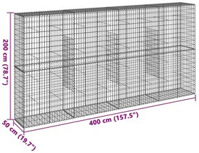 Cesto gabião com cobertura 400x50x200 cm ferro galvanizado