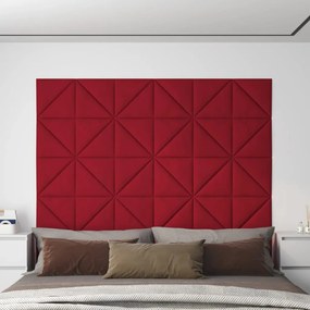 Painel de parede 12 pcs 30x30 cm veludo 0,54 m² vermelho tinto