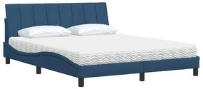 Cama com colchão 160x200 cm tecido azul