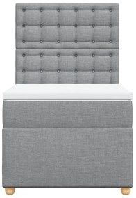 Cama com molas/colchão 80x200 cm tecido cinza-claro