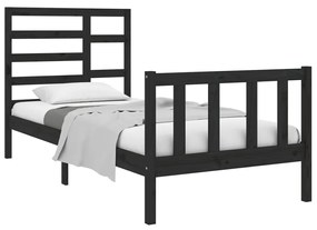 Estrutura de cama solteiro 90x190 cm madeira maciça preto