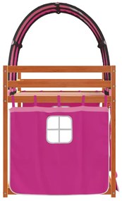 Beliche com cortinas 90x190 cm madeira de pinho maciça rosa