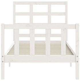 Estrutura de cama com cabeceira 100x200cm madeira maciça branco