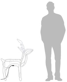 Figura de rena de Natal 76x42x87 cm branco quente
