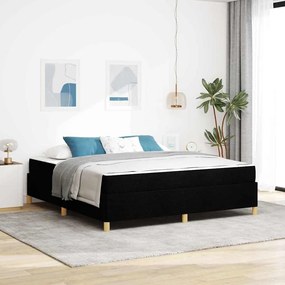 vidaXL Cama Box com colchão Preto e Branco e Preto 180 x 200 cm tecido