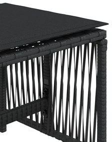 Bancos de jardim com almofadões 4 pcs 41x41x36 cm vime PE preto