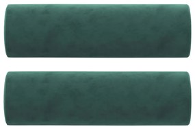 Sofá 2 lug. c/ almofadas decorativas 140cm veludo verde-escuro