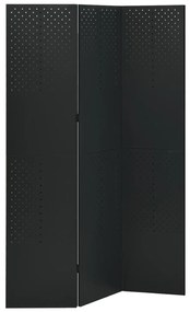 vidaXL Biombo/divisória com 3 painéis aço 120x180 cm preto