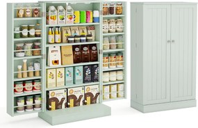 Armário despensa Cozinha 59 x 30 x 104 cm com 2 portas e prateleiras ajustáveis Verde
